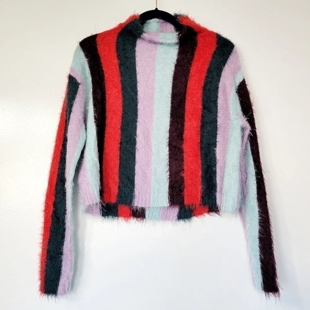BLANKNYC Striped Mock Neck The Mad Hatter Sweater Size XS - Picture 3 of 11